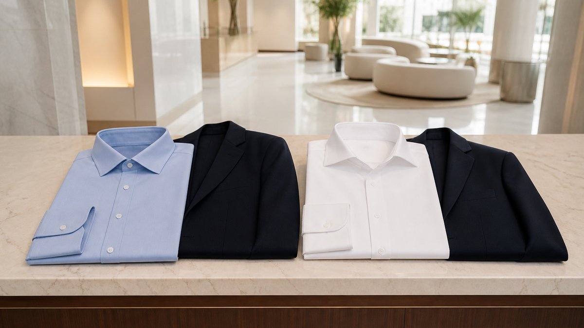 ホテルのフロント用制服における襟型とジャケットの比較