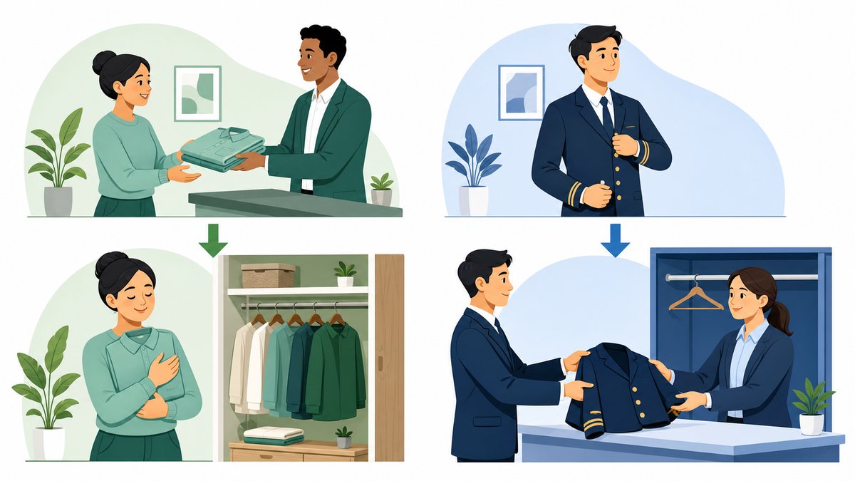 返却された作業服の状態点検