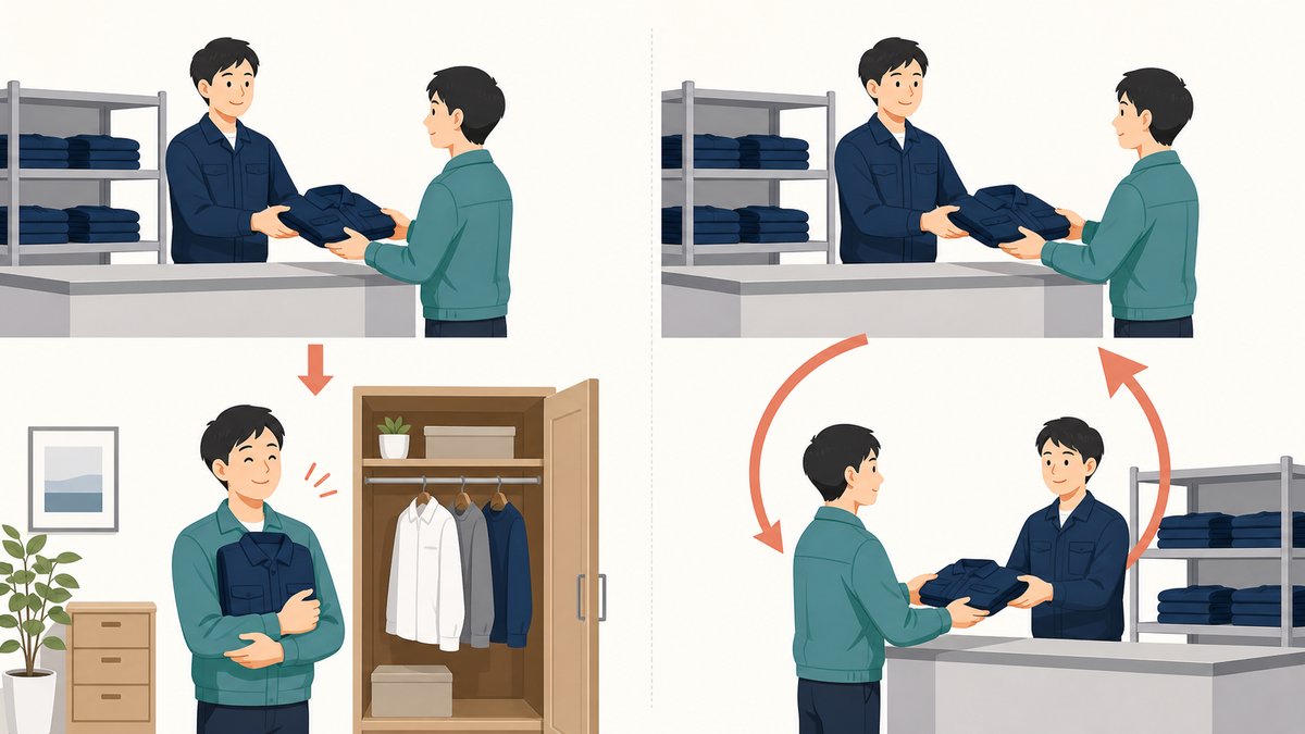 作業服の品番とサイズを管理する接写