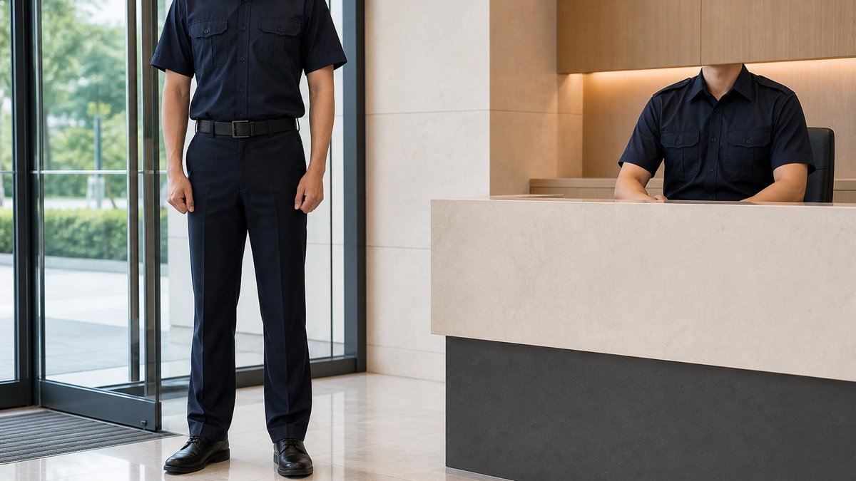 施設警備の立哨と受付で異なる制服の見え方